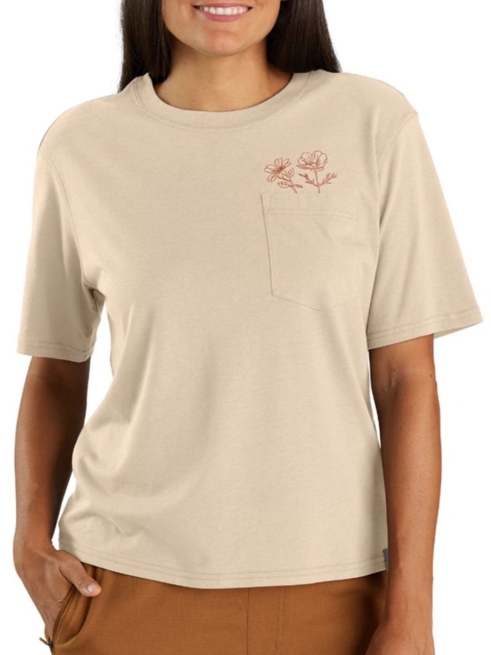 Carhartt Floral Pocket Short Sleeve Beige Cream XL Women’s